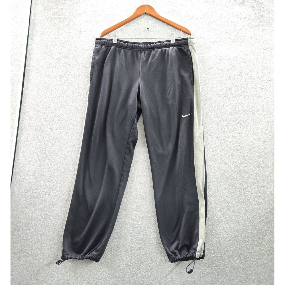Nike Men Activewear Pants L Black Embroidered Sweatpants Fleece Therma-Fit Logo